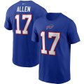 Wholesale Cheap Buffalo Bills #17 Josh Allen Nike Team Player Name & Number T-Shirt Royal