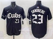 Men's Chicago Cubs #23 Ryne Sandberg Black 'Gothic North Side Edition' Vapor Premier Limited Stitched Baseball Jersey Cheap