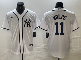 Cheap Men\'s New York Yankees #11 Anthony Volpe White Fashion Cool Base Jersey
