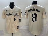 Men's Philadelphia Phillies #8 Nick Castellanos Cream Gothic Vapor Limited Stitched Jersey Cheap