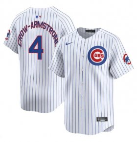 Men\'s Chicago Cubs #4 Pete Crow-Armstrong White Home Limited Stitched Baseball Jersey Cheap