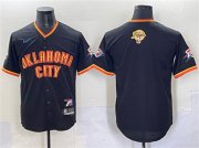 Cheap Men's Oklahoma City Thunder Blank Black 2025 Finals Vapor Stitched Baseball Jersey