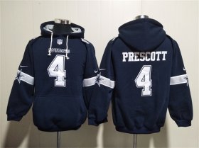 Men\'s Dallas Cowboys #4 Dak Prescott Navy Ageless Must-Have Lace-Up Pullover Hoodie Cheap