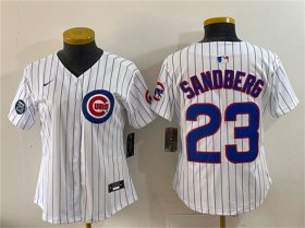 Youth Chicago Cubs #23 Ryne Sandberg White Pinstripe \'Ryne Sandberg Tribute\' Vapor Limited V2 Stitched Baseball Jersey Cheap Wholesale