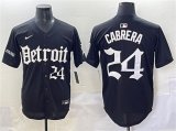 Cheap Men's Detroit Tigers #24 Miguel Cabrera Black'Motor Gothic Edition' Vapor Premier Limited Stitched Baseball Jersey