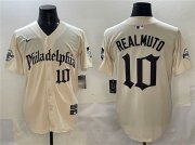 Men's Philadelphia Phillies #10 J.T. Realmuto Cream Gothic Vapor Limited Stitched Jersey Cheap