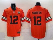 Cheap Men's Cleveland Browns #12 Shedeur Sanders Orange 2025 Draft F.U.S.E. With Jim Brown Memorial & Home Patch Vapor Limited Football Stitched Jersey