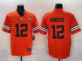 Cheap Men\'s Cleveland Browns #12 Shedeur Sanders Orange 2025 Draft F.U.S.E. With Jim Brown Memorial & Home Patch Vapor Limited Football Stitched Jersey