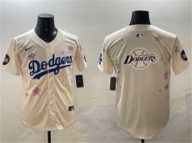 Men\'s Los Angeles Dodgers Team Big Logo Cream 2025 Tokyo Series Limited Stitched Baseball Jersey Cheap