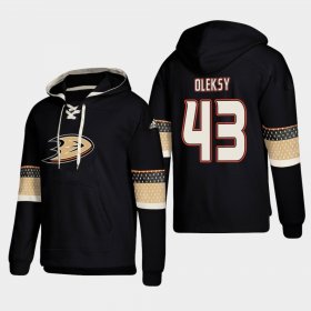 Wholesale Cheap Anaheim Ducks #43 Steve Oleksy Black adidas Lace-Up Pullover Hoodie