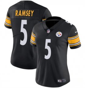 Women\'s Pittsburgh Steelers #5 Jalen Ramsey Black 2025 Vapor Untouchable Limited Football Stitched Jersey(Run Small) Cheap Wholesale