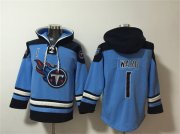 Men's Tennessee Titans #1 Cameron Ward Blue Lace-Up Pullover Hoodie Cheap Wholesale