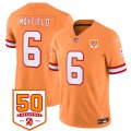 Cheap Men's Tampa Bay Buccaneers #6 Baker Mayfield Orange 2025 F.U.S.E. 50th Anniversary Patch Vapor Untouchable Limited Football Stitched Jersey