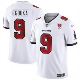 Men\'s Tampa Bay Buccaneers #9 Emeka Egbuka White 2025 Draft 50th Anniversary Patch Vapor Untouchable Limited Football Stitched Jersey