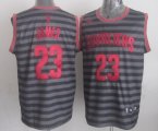 Wholesale Cheap Cleveland Cavaliers #23 LeBron James Gray With Black Pinstripe Jersey