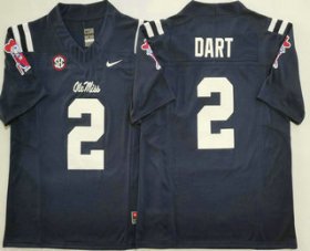 Cheap Men\'s Ole Miss Rebels #2 Jaxson Dart Navy Blue 2025 FUSE College Football Jersey