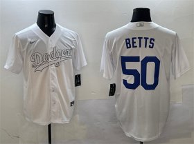 Men\'s Los Angeles Dodgers #50 Mookie Betts White Fashion Cool Base Stitched Baseball Jersey Cheap