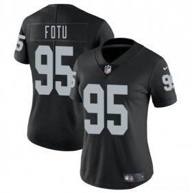 Women\'s Las Vegas Raiders #95 Leki Fotu Black 2025 Vapor Football Stitched Jersey(Run Small) Cheap