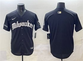 Men\'s Milwaukee Brewers Blank Black \'Gothic 414 Shadows Edition\' Vapor Premier Limited Stitched Jersey