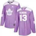 Wholesale Cheap Adidas Maple Leafs #13 Mats Sundin Purple Authentic Fights Cancer Stitched NHL Jersey