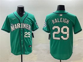 Men\'s Seattle Mariners #29 Cal Raleigh Aqua Limited Stitched jersey Cheap