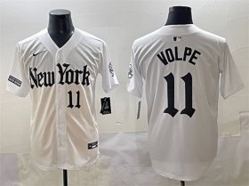 Men\'s New York Yankees #11 Anthony Volpe White \'Gothic Legacy Edition\' Vapor Premier Limited Stitched Baseball Jersey