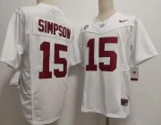 Men's Ty Simpson Crimson Alabama Crimson Tide #15 High School College football white jersey Cheap Wholesale