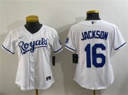 Cheap Youth Kansas City Royals #16 Bo Jackson White Cool Base Stitched Baseball Jersey