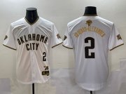 Men's Oklahoma City Thunder #2 Shai Gilgeous-Alexander White Gold 2025 Finals Vapor Stitched Baseball Jersey
