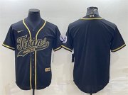 Wholesale Cheap Men's Tennessee Titans Blank Black Gold With Patch Cool Base Stitched Baseball Jersey