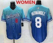 Women's Los Angeles Dodgers #8 Enrique Hernandez Blue 2025 City Connect Limited Stitched Jersey Cheap Wholesale