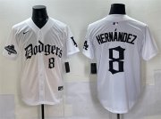 Men's Los Angeles Dodgers #8 Enrique Hernandez White 2025 LA Gothic Style With 2024 World Series Champions Patch Vapor Premier Limited Stitched Baseball Jersey Cheap Wholesale