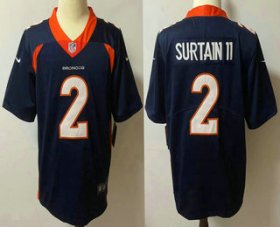 Wholesale Cheap Men\'s Denver Broncos #2 Patrick Surtain II Navy Blue 2021 Vapor Untouchable Stitched NFL Nike Limited Jersey