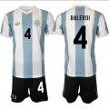 Men's Argentina #4 Leonardo Balerdi White Blue 2024-25 50th Anniversary Home Soccer Jersey Suit Cheap