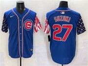 Cheap Men's Chicago Cubs #27 Seiya Suzuki Royal 2025 Independence Day Vapor Premier Limited Stitched Baseball Jersey