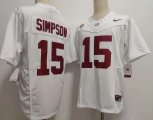 Men's Ty Simpson Crimson Alabama Crimson Tide #15 High School College football white jersey Cheap Wholesale