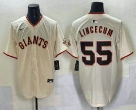 Men\'s San Francisco Giants #55 Tim Lincecum Cream Limited Stitched Jersey