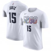 Cheap Men's Denver Nuggets #15 Nikola Jokic White 2024-25 City Edition Name & Number T-Shirt