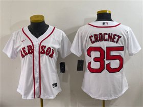 Cheap Women\'s Boston Red Sox #35 Garrett Crochet White Cool Base Stitched Baseball Jersey(Run Small)