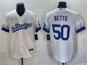 Cheap Men's Los Angeles Dodgers #50 Mookie Betts White City Connect Cool Base Stitched Jersey