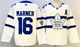 Cheap Men's Toronto Maple Leafs #16 Mitchell Marner White With A Patch Stadium Series Stitched Jersey