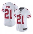 Wholesale Cheap Women's San Francisco 49ers #21 Frank Gore White Stitched Jersey(Run Small)