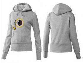 Wholesale Cheap Women\'s Washington Redskins Logo Pullover Hoodie Grey