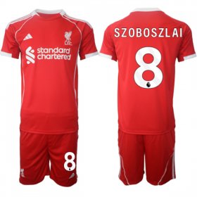Men\'s Liverpool #8 Dominik Szoboszlai 2025 Red Home Soccer Jersey Suit