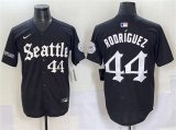 Cheap Men's Seattle Mariners #44 Julio Rodriguez Black 'Deep Sea Gothic Edition' Vapor Premier Limited Stitched Baseball Jersey