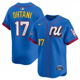 Cheap Men\'s National League #17 Shohei Ohtani Blue 2025 All-Star Edition Limited Stitched Baseball Jersey