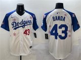 Cheap Men's Los Angeles Dodgers #43 Anthony Banda White Royal 2025 Tokyo Series Limited Stitched Baseball Jersey
