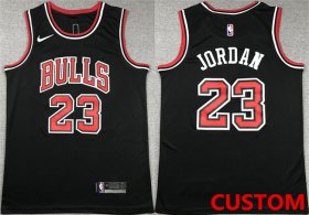 Cheap Men\'s nike chicago bulls Customized swingman black nba jersey