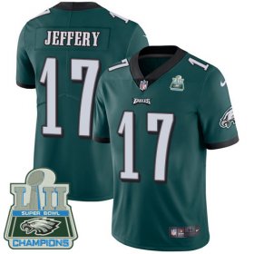 Wholesale Cheap Nike Eagles #17 Alshon Jeffery Midnight Green Team Color Super Bowl LII Champions Men\'s Stitched NFL Vapor Untouchable Limited Jersey