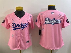 Women\'s Los Angeles Dodgers Team Big Logo Pink 2025 Tokyo Series Limited Stitched Baseball Jersey(Run Small) Cheap